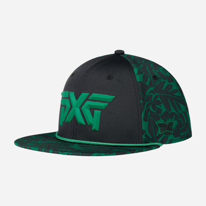PXG Aloha 6-Panel Flat Bill - Black/Green
