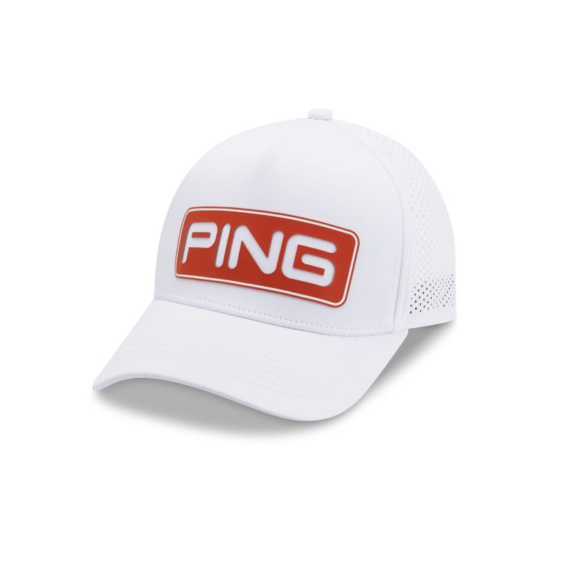 Ping Tour Vented Delta Cap - White/Tango