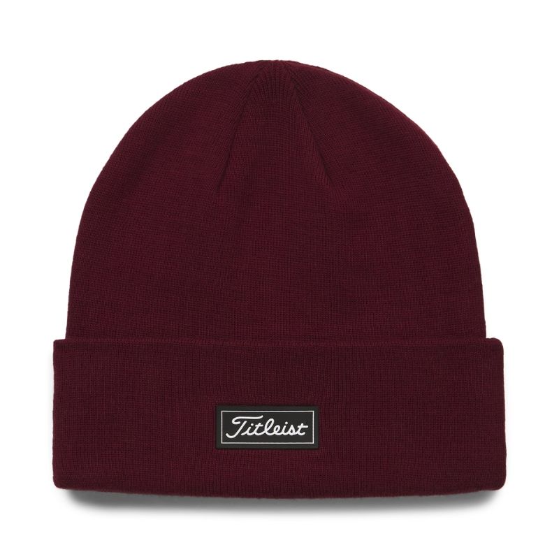 Titleist Charleston Cuff Knit Beanie - Burgundy/White